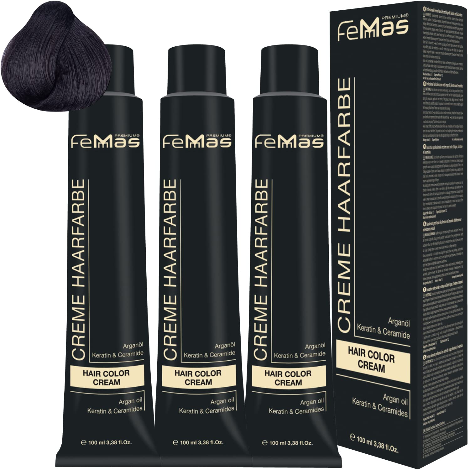 Femmas Hair Colour Cream 100 ml Hair Colour Pack of 3 Dark Brown 3, ‎dark