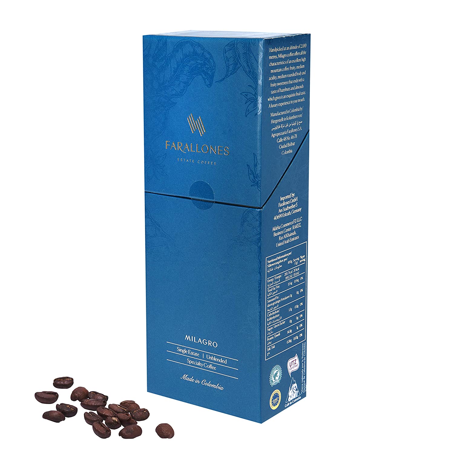 Farallones Estate Coffee, Premium Arabica Aromatische Ganze Kaffeebohnen aus Kolumbien, Milde Röstung, Stärke 3/5, 250g pack