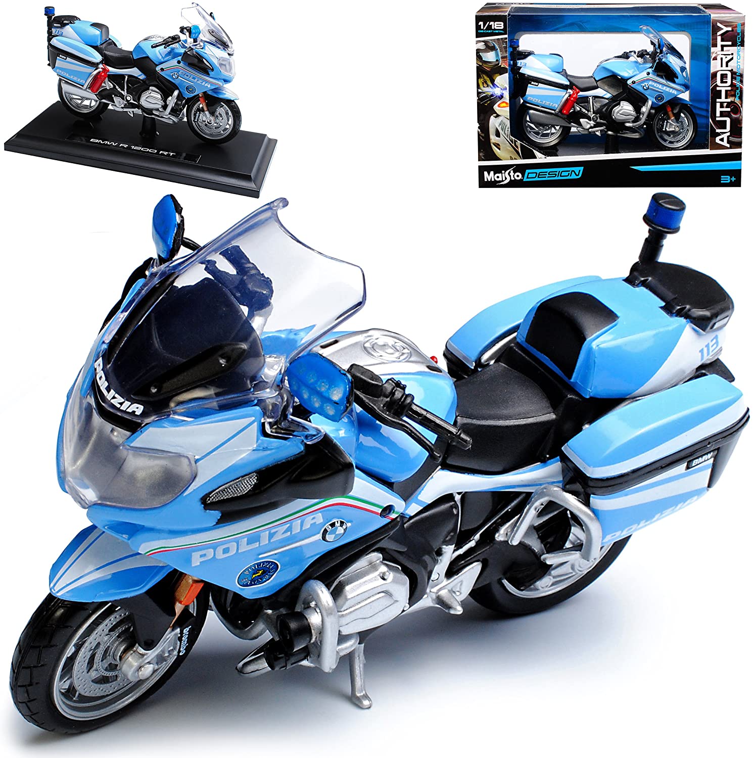Unknown B-M-W R1200Rt Polizia Italy Police Light Blue 1/18 Maisto Model Mot