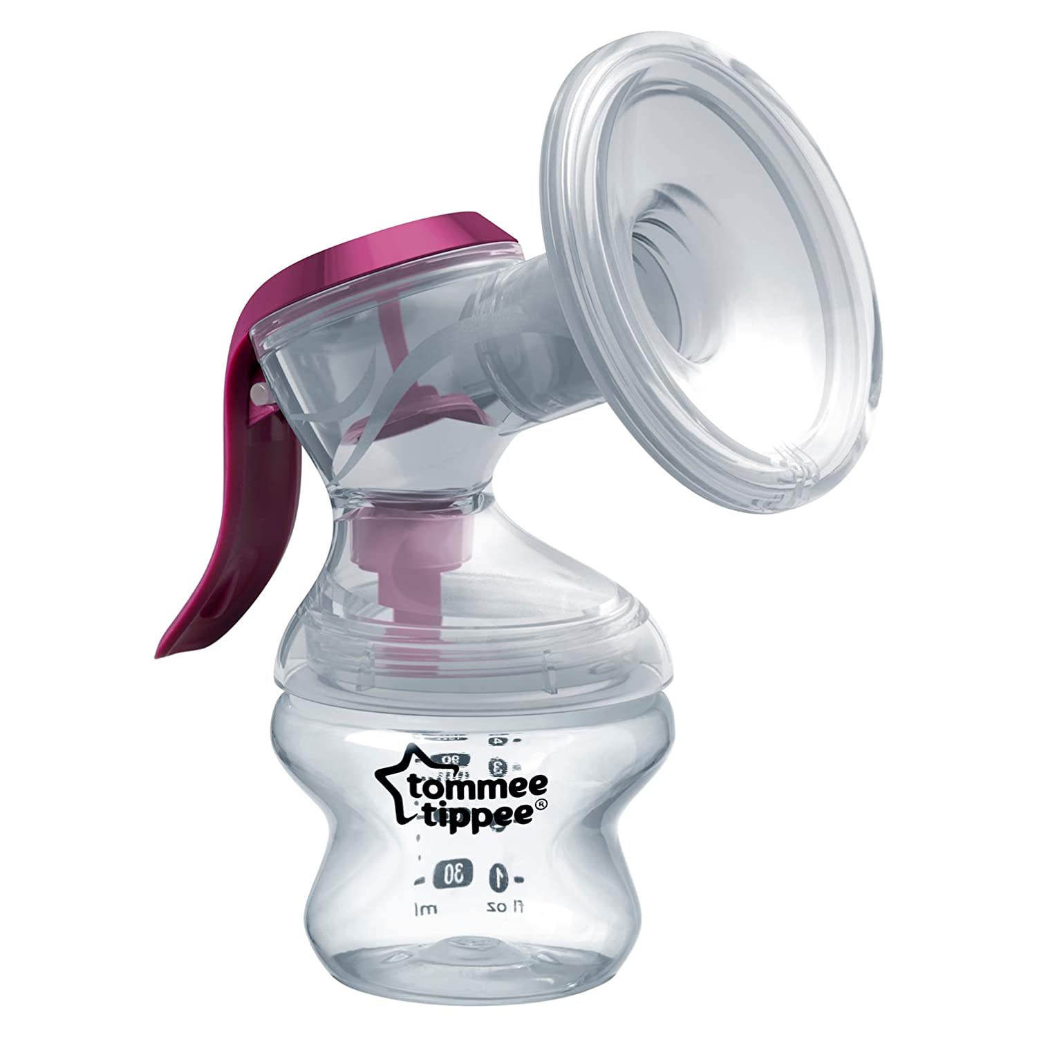 Tommee Tippee Made for Me Manual Breast Milk Pump Ergonomic Handle BPA Free Transparent
