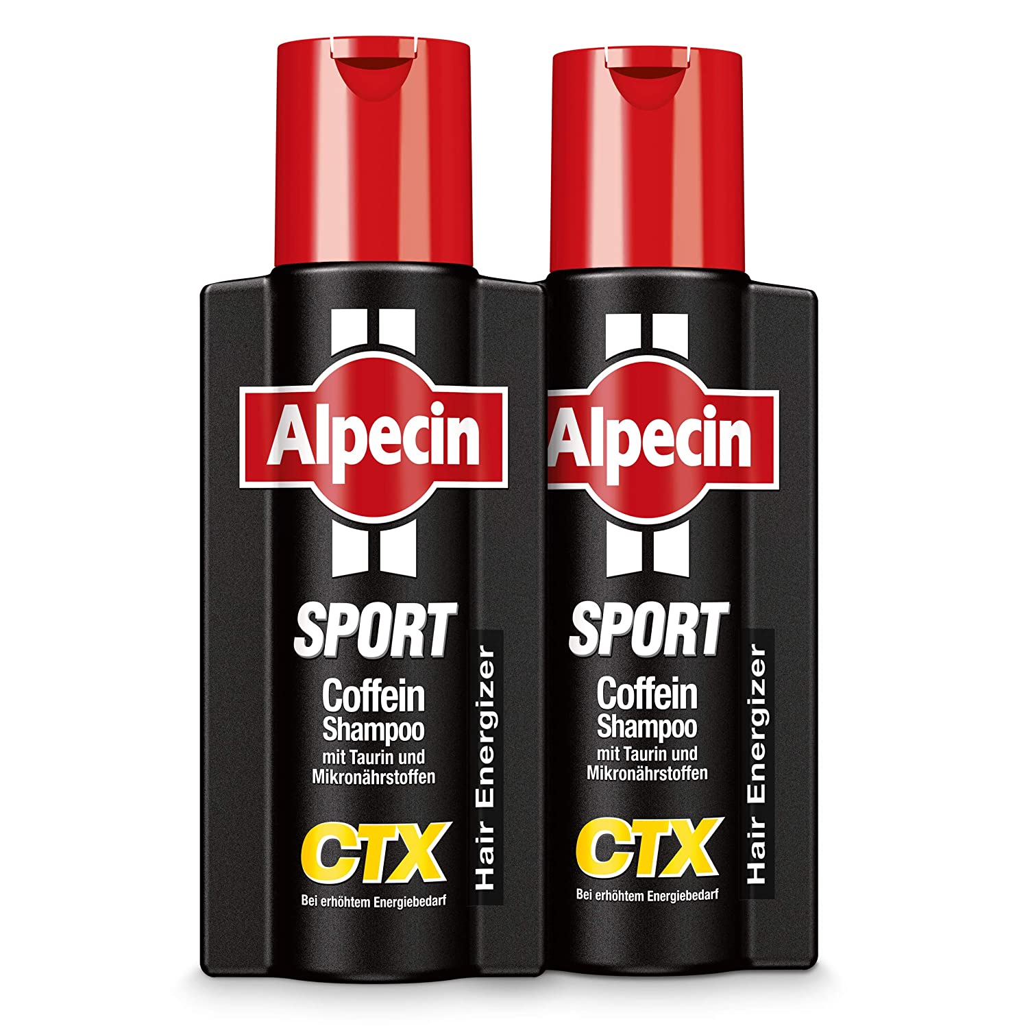 Alpecin Sport Caffeine Shampoo CTX – 2 x 250 ml – for Sporty Stress, Energy for Strong Hair, Hair Care for Men, Made in Germany