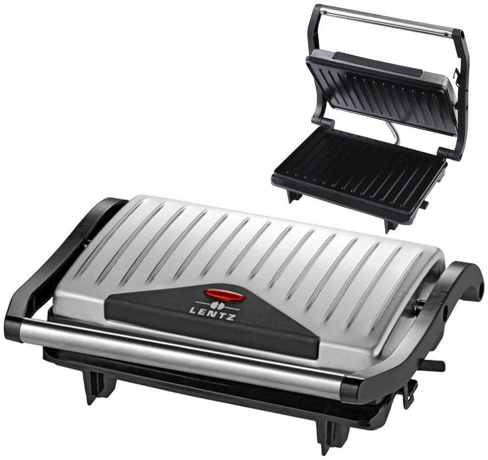Posten Anker Electric Grill, Table Grill, Contact Grill, 750 Watt, Non-Stick Coated Grill Plates, Automatic Temperature Regulation, Sandwich Maker, Contact Grill, 23 x 14.5 cm