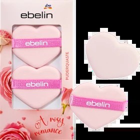 Powder puff heart shape A rosy Romance, 1 pc