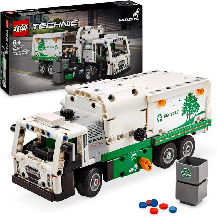 LEGO Technic Mack LR Electric Garbage Truck, Rubbish Car Model for Recycling Role Play, Buildable Truck Toy for Children, Car Gift for Boys and Girls from 8 Years Who Love Vehicles 42167