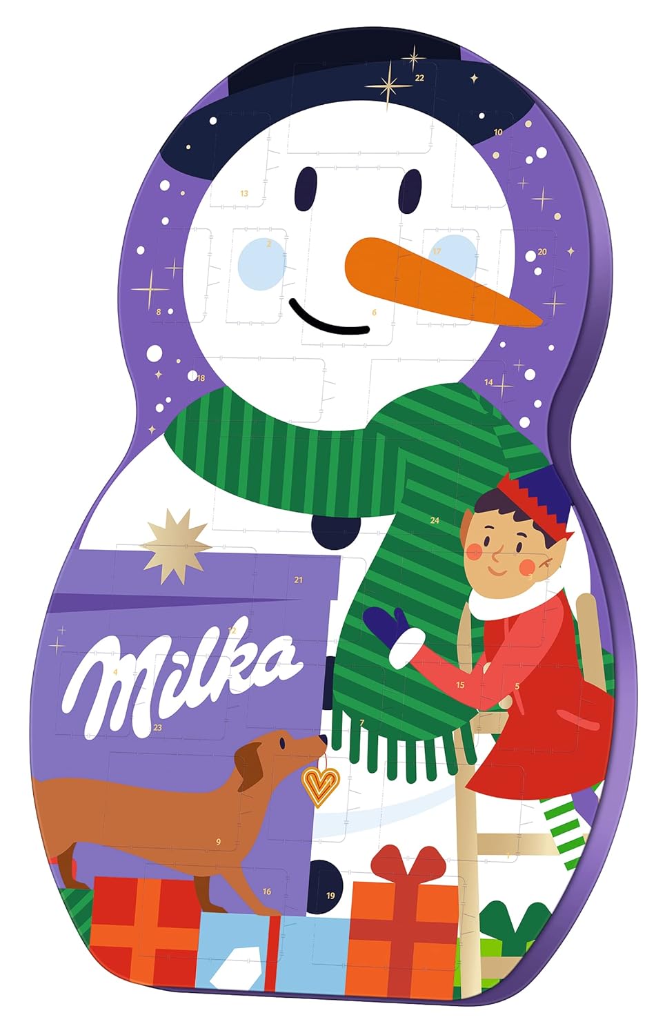 Milka Snow Mix Adventskalender 1 x 236g I Adventskalender mit Schokolade I Weihnachtskalender I Schoko Adventskalender I mit Weihnachtsschokolade, Milka Schoko Kugeln Aplenmilch & weiße Schokolade