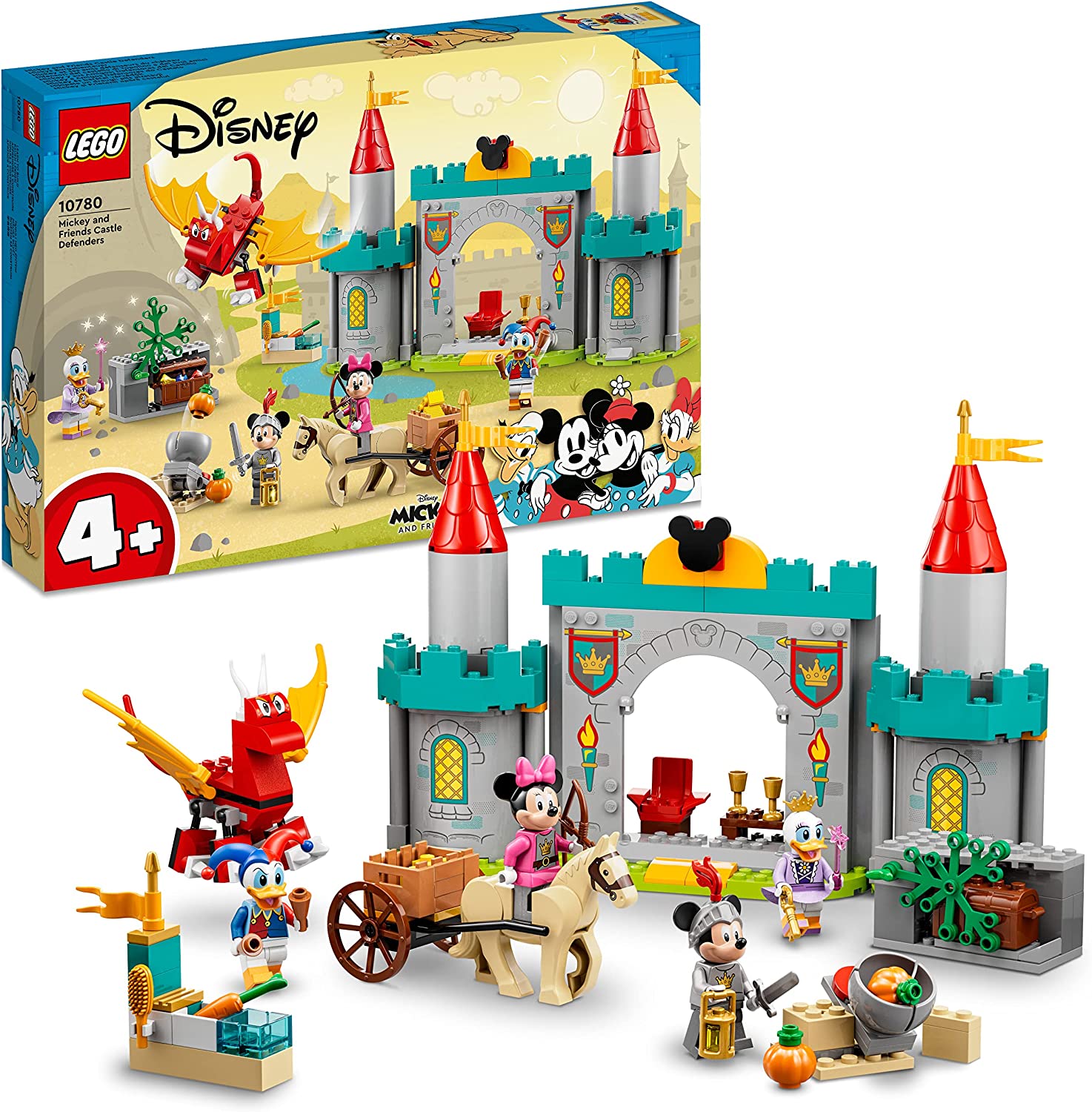 LEGO 10780 Disney Mickey Castle Building Toy Castle Includes Daisy, Donald Duck, Mickey and Minnie Mouse, 4 Years and Above
