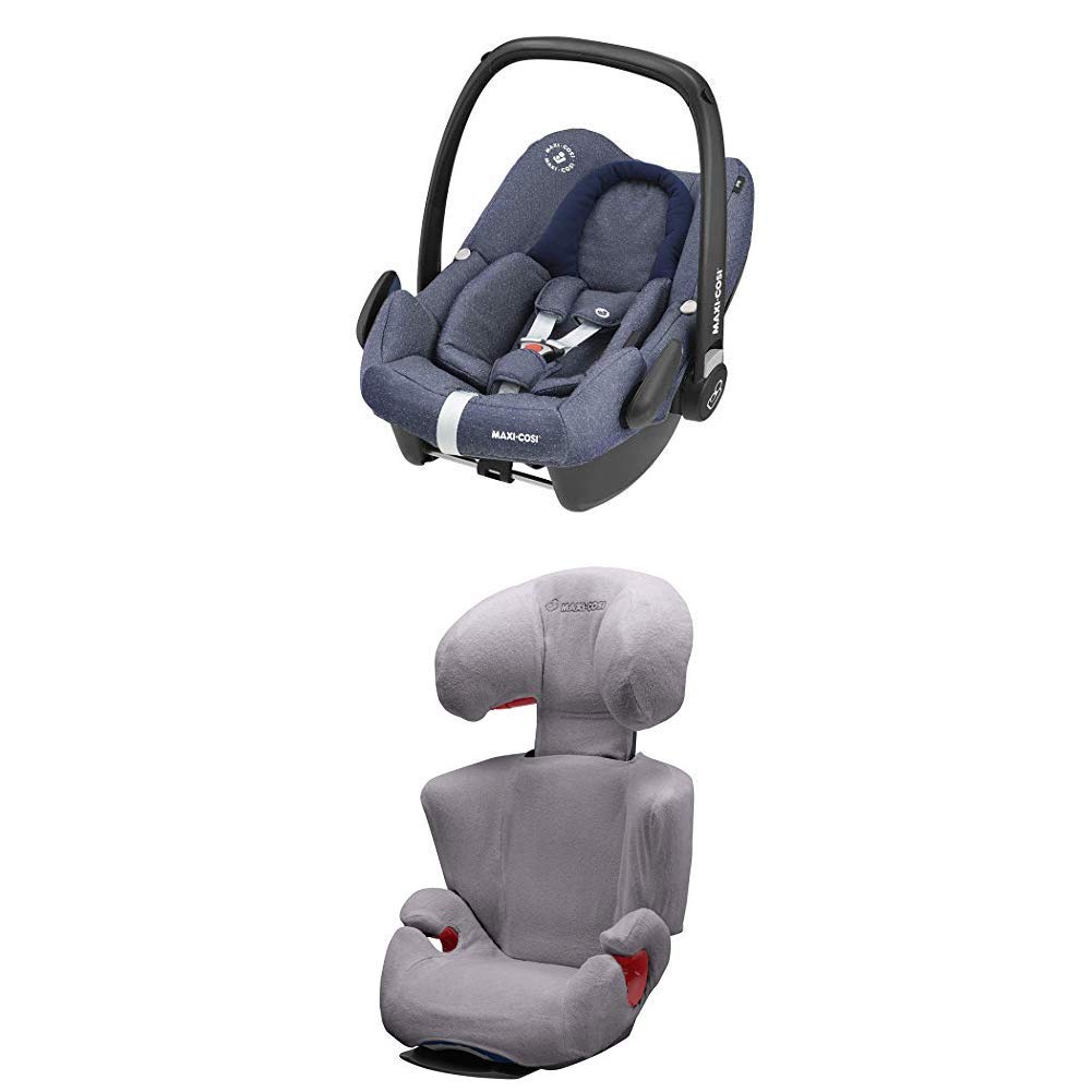 Maxi-Cosi Rodi XP Fix Children\'s Car Seat Group 2/3 with Isofix Hazelnut Brown Black + Summer Cover for Rodi AirProtect and Rodi XP Child Seat Cool Grey