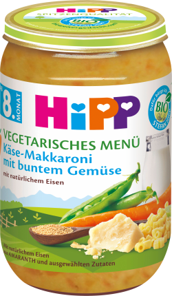 Menu vegetarian cheese macaroni with colorful vegetables from the 8th month, 220 g