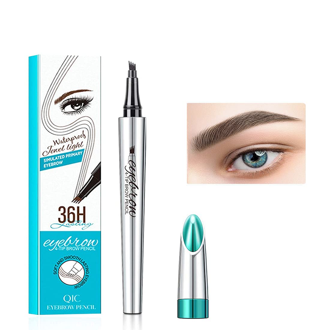 CUIFULI Eyebrow Pencil, 4 Point Tips Eyebrow Makeup with Micro Fork Tip Applicator, Durable Water and Smudge-proof Eyebrow Pencil, Dark Brown, ‎dark