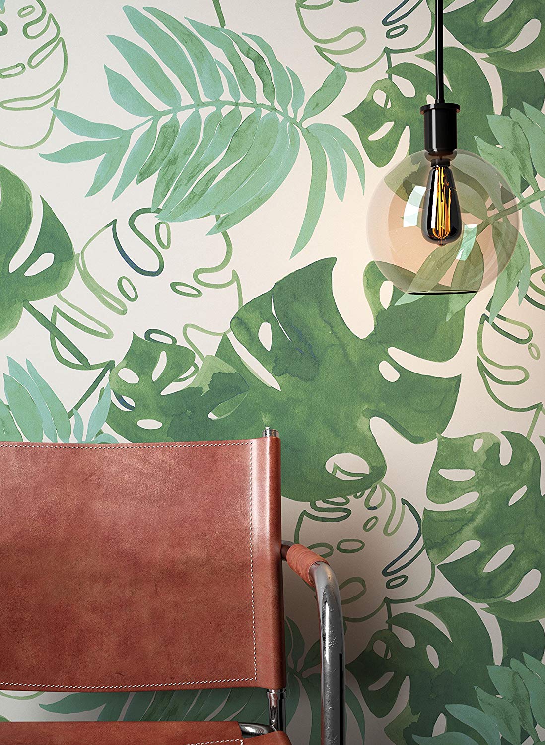 Newroom Design Green Flowers Leaves Floral Wallpaper Non-Woven Modern Design Look Modern W