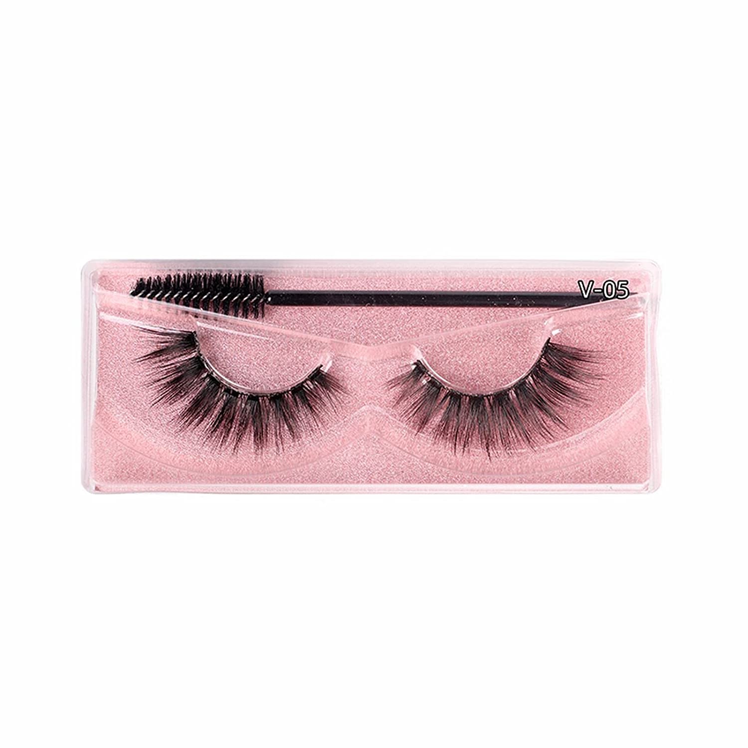 Generic 3D Thick False Eyelashes 1 Pair of Cotton Threads of V-Eyeliner Black, 