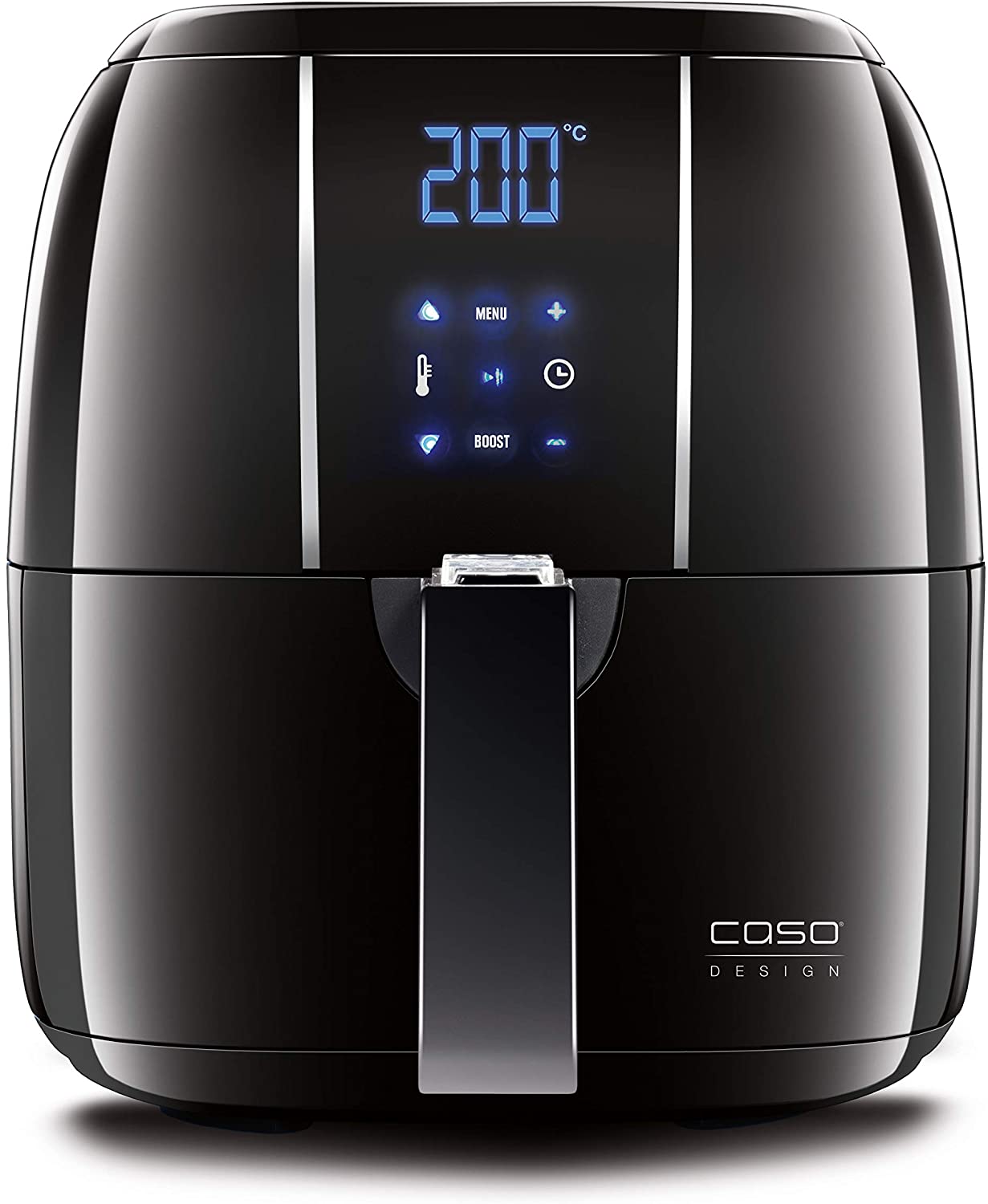 Caso | AF200 Hot Air Fryer 3L | 6 Programmes 60-200°C Healthier Fryer without Oil/Grease Stainless Steel Interior Easy to Clean Black