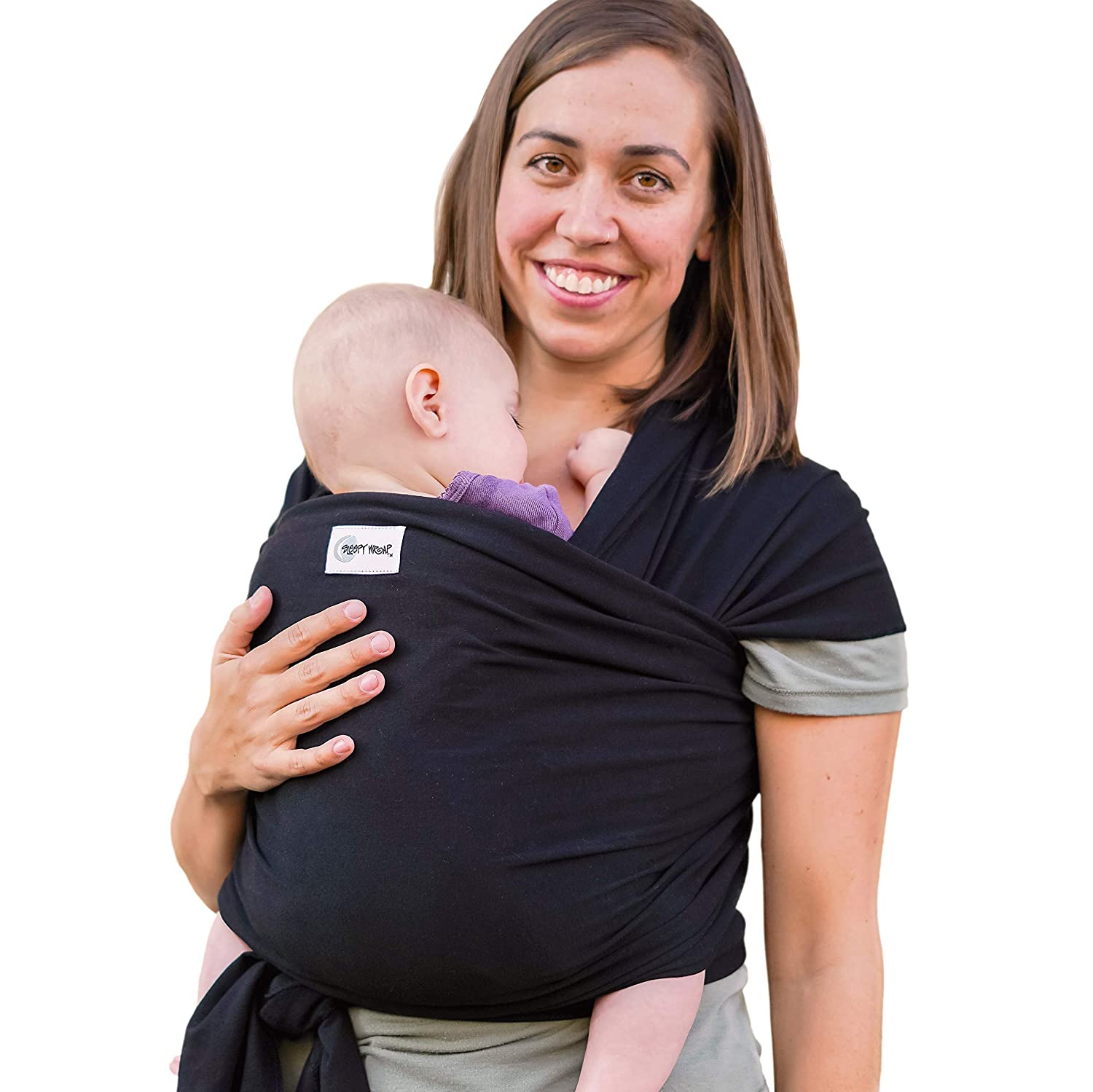 Sleepy Wrap - Black - Comfortable baby carrier made of cotton for newborns up to 35 lbs
