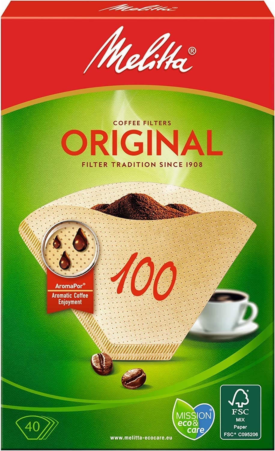 Generisch 200 x Melitta Original 100 (Size 100) Filter Bags Coffee Filter Natural Brown (Melitta Size 100, 200 Filters)