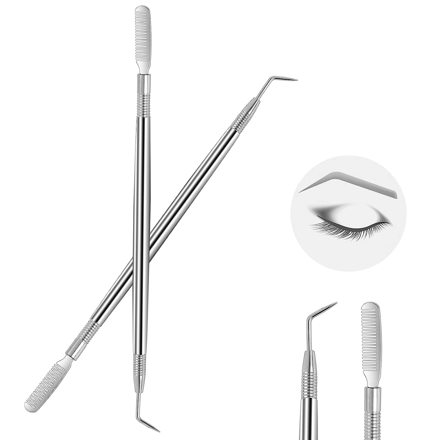 Stainless Steel Eyelash Lifting Set Eyelash Comb Eyelash Seperator lash Lift Comb for Eyelash Extension Tool Eyelash Brush Mascara Eyelash Separator Lash Lift Set of 2