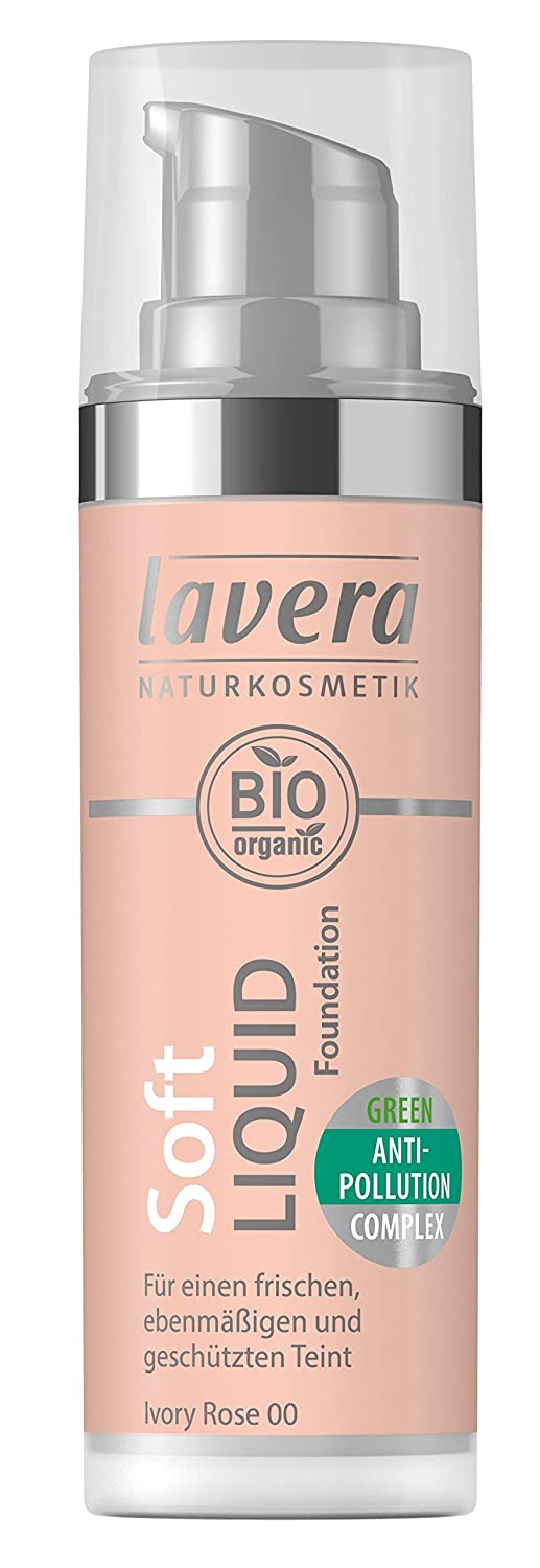 lavera Soft Liquid Foundation Ivory Rose 00 for a Fresh Complexion Easy to Apply Vegan Natural Cosmetics Natural Makeup Organic Plant Ingredients 100% Natural (1 x 30 ml), ‎ivory