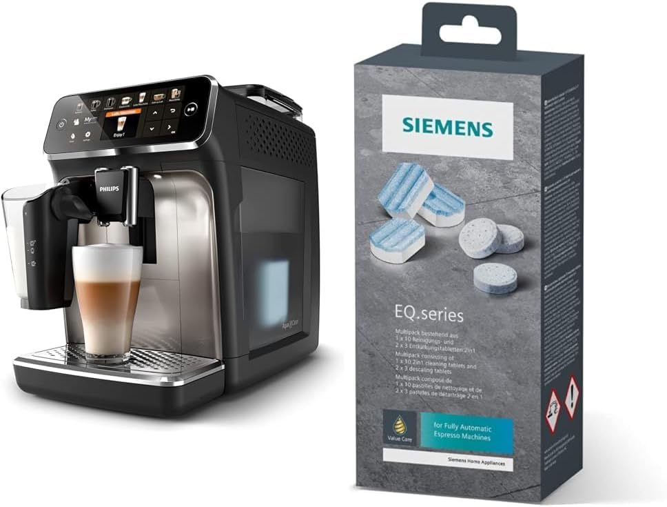 Philips Series 5400 Fully Automatic Coffee Machine - Lattego Milk System & Siemens Multipack TZ80003A
