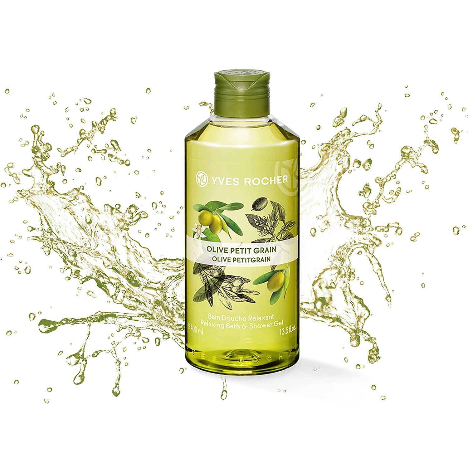 Yves Rocher LES PLAISIRS NATURE Shower Bath Olive Petitgrain Aroma Bubble Bath & Nourishing Shower Gel 1 x Bottle 400 ml