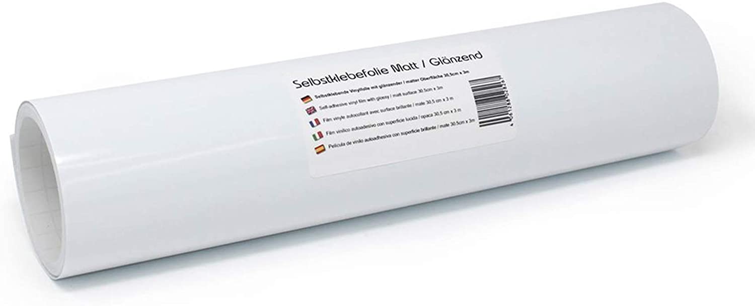 Finest Folia 3 m x 31 cm Plotter Film 105 Colours Matt/Glossy Self-Adhesive Craft Film for Plotting Furniture Film (000 Transparent, Glossy)