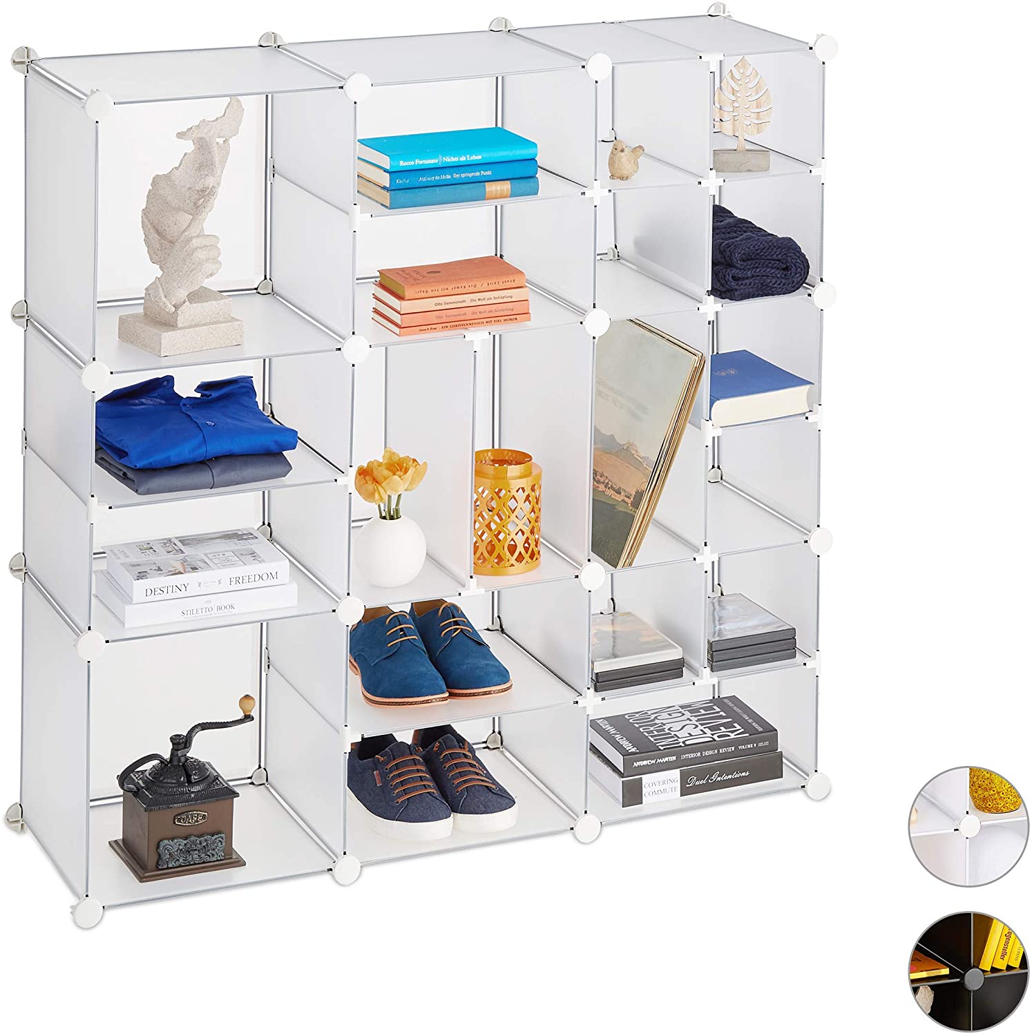 Relaxdays Shelf System 20 Compartments Large Open Diy Shelving Plastic Room