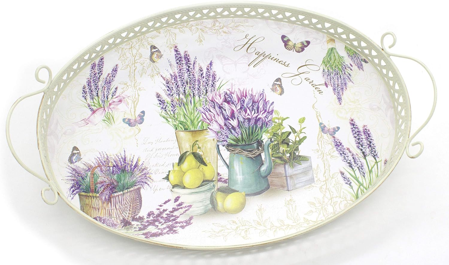 DARO DEKO Metal Tray 42 cm x 28 cm Lavender Pack of 2