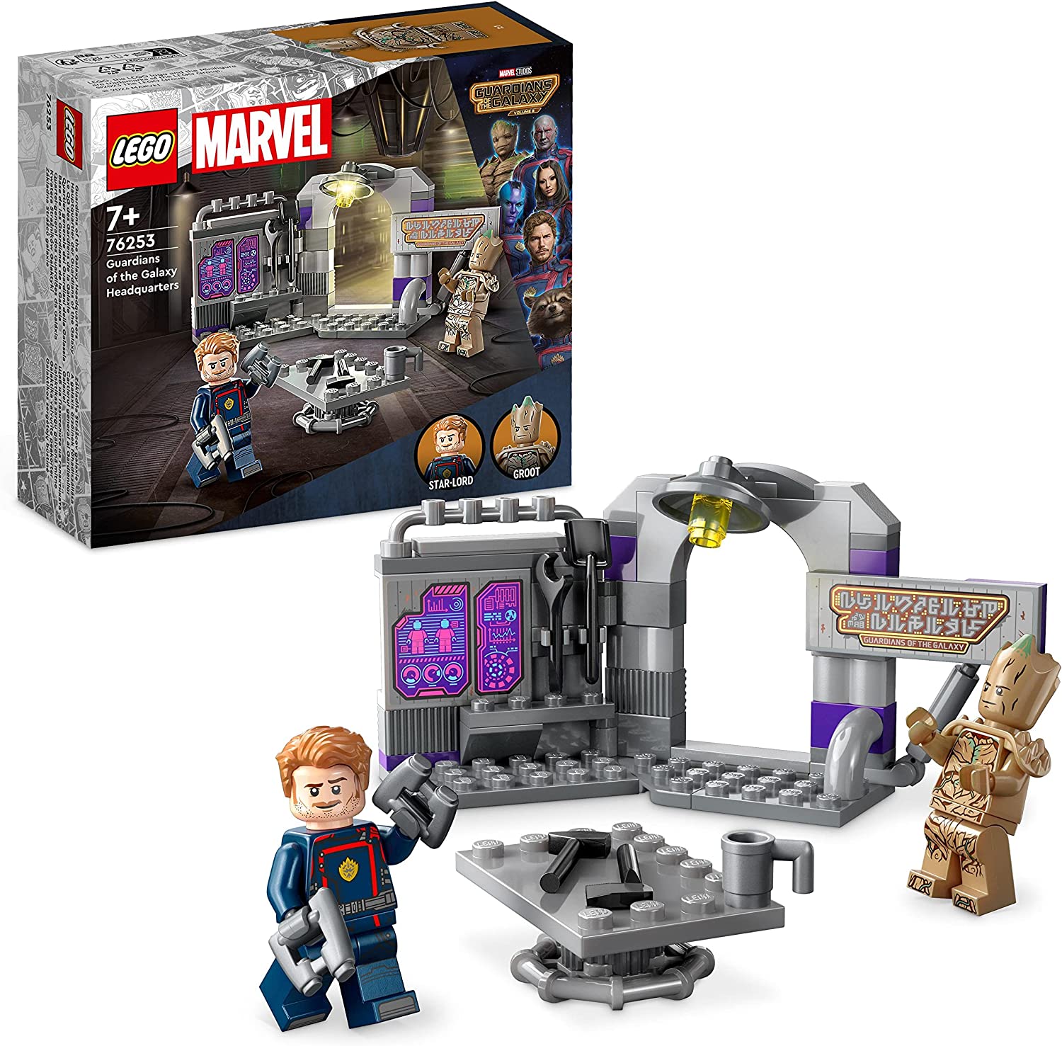LEGO 76253 Marvel Headquarters of the Guardians of The Galaxy Volume 3 Movie Set, Building Toy, Gift Idea for Children from 7 Years with Groot and Star-Lord Mini Figures