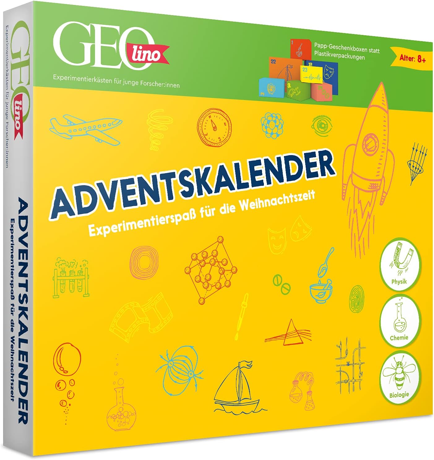 Franzis 67070 Geolino Advent Calendar Natural Sciences (Physics, Chemistry & Biology), Experiment Fun for the Christmas Season, for Children from 8 Years