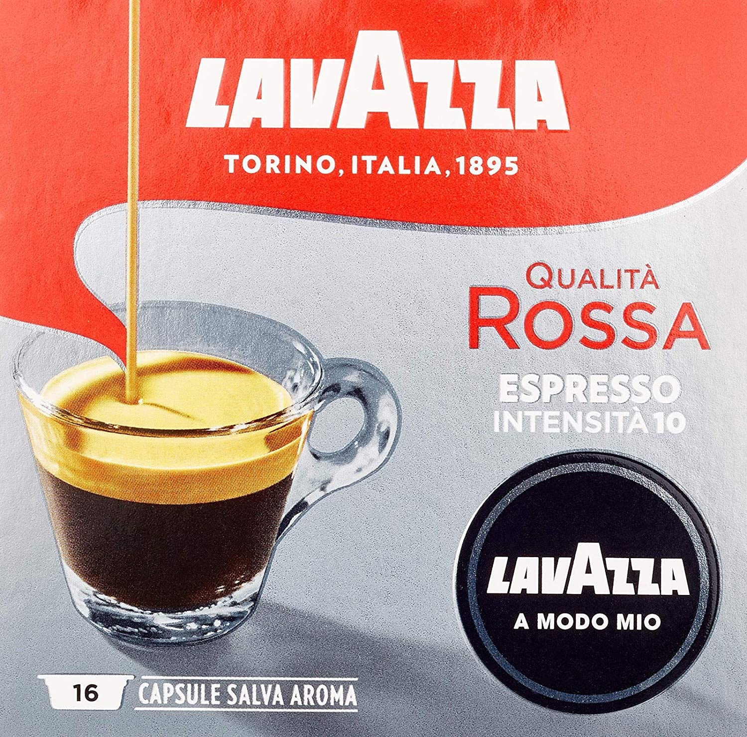 Lavazza A Modo Mio Espresso Qualita Rossa, 2er Pack, 2 x 16 Kapseln (2 x 120 g)