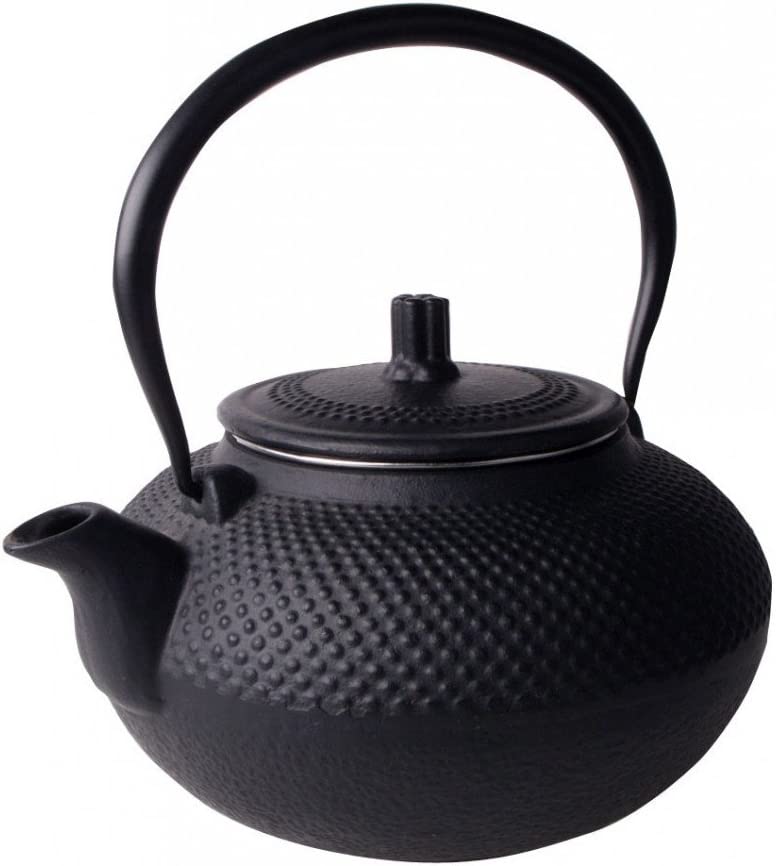 HiT Asian Cast-Iron Teapot / Coffee Pot 1.5 Litres Black with Tea Strainer
