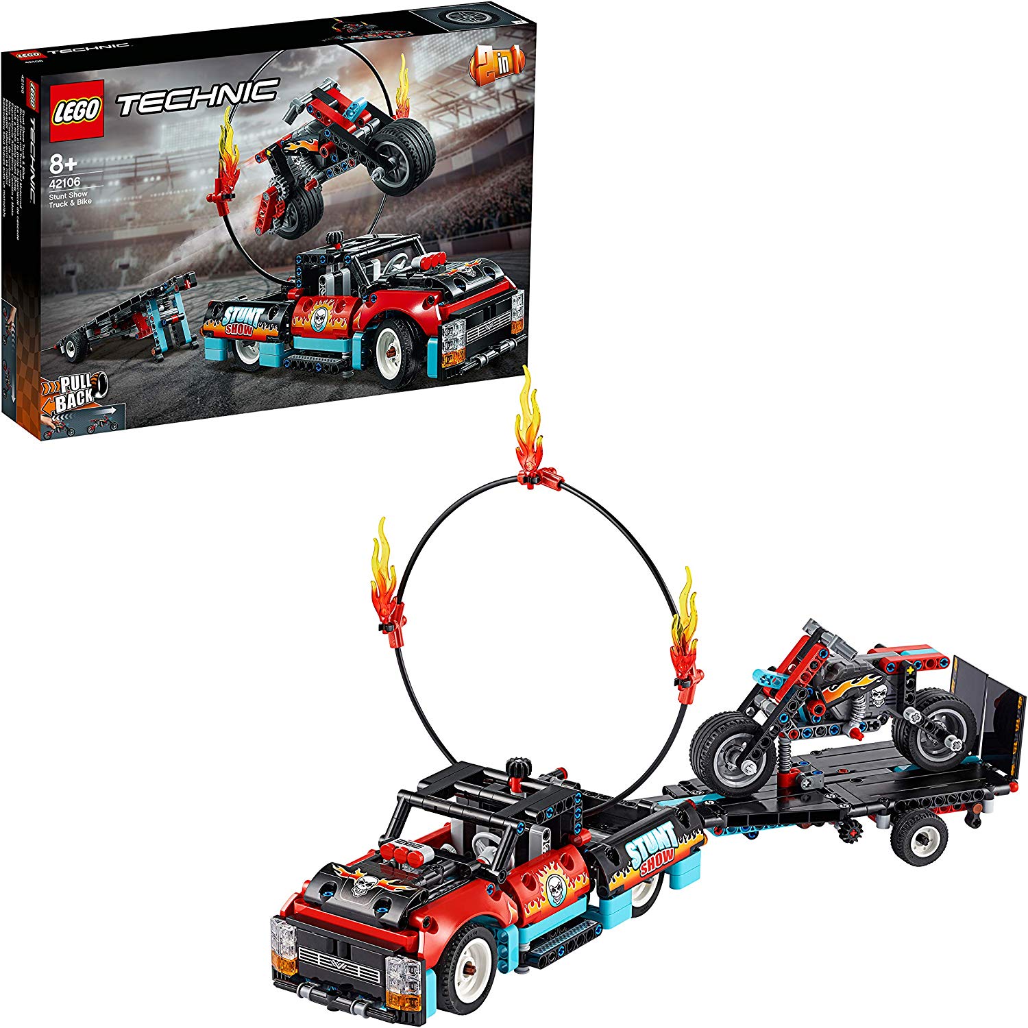 LEGO 42106 Stunt Show with Truck and Motorbike Technic Construction Kit