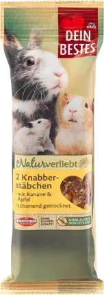Rodent snack, nibble sticks with banana & apple, in love with nature, 140 g