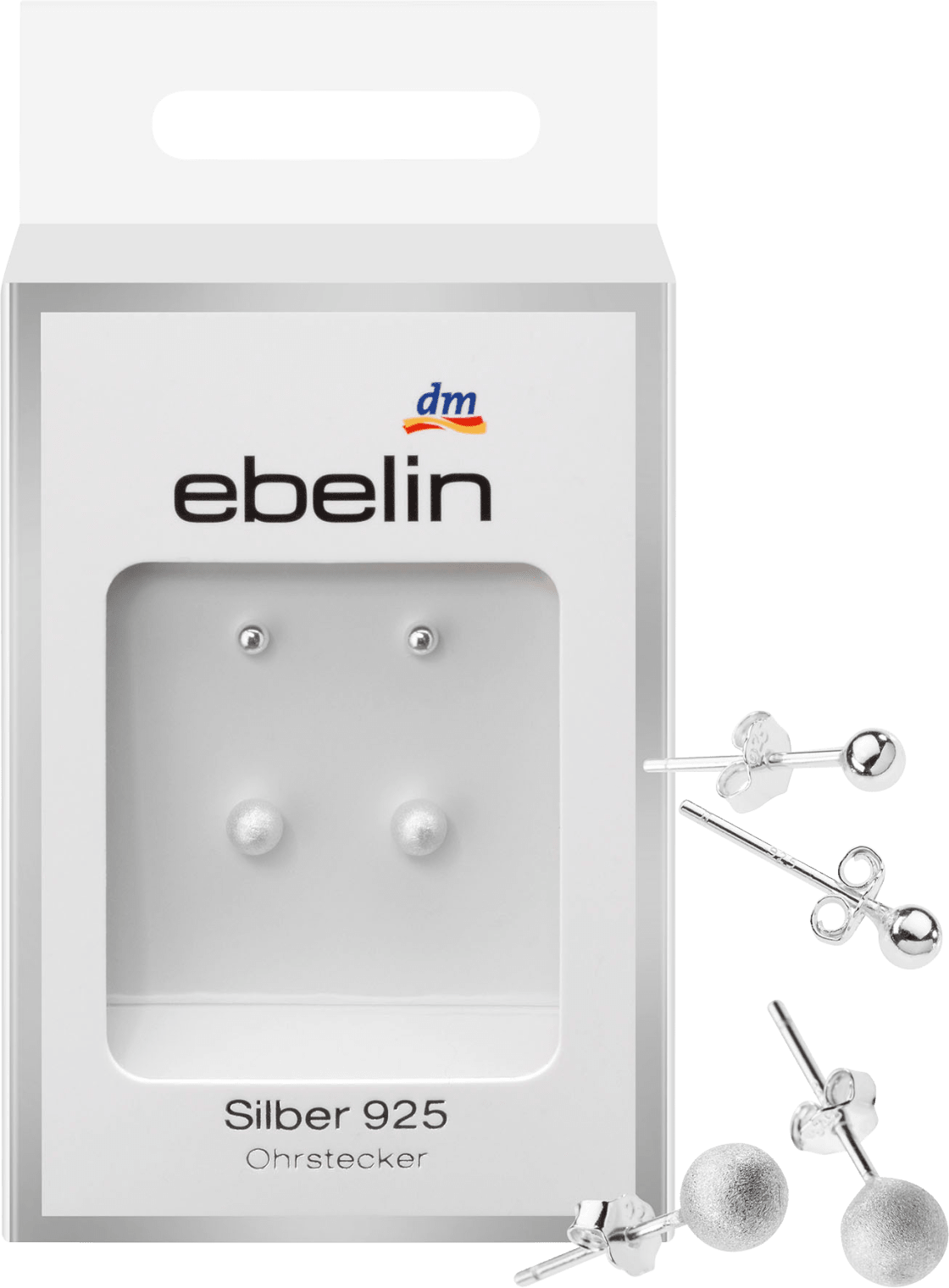 Stud Earrings 925 Silver, 4 Pcs