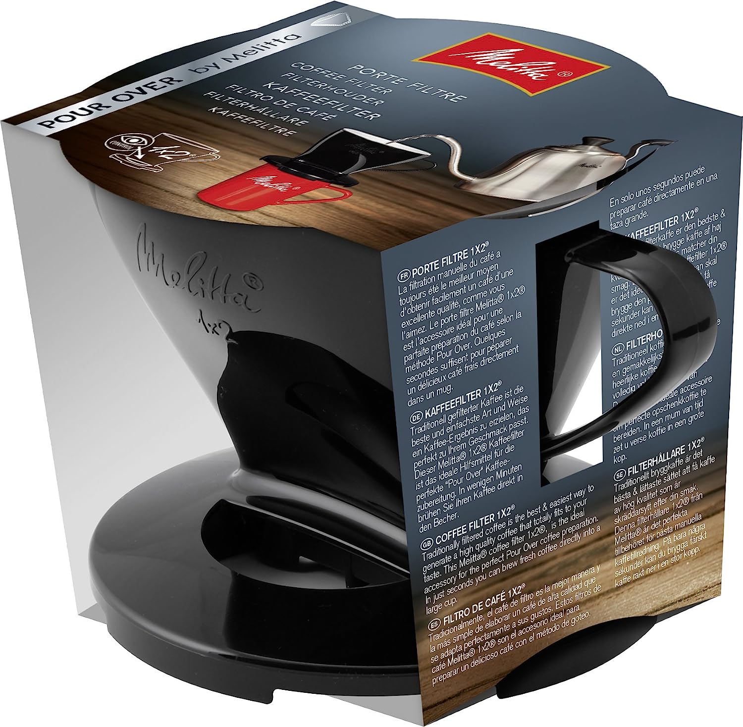Melitta Coffee holder for filter bags, coffee filter 1x2 standard, plastic, black, 217557