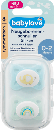 babylove Newborn pacifier symmetrical silicone, Gr. 0 Elephant/Rainbow, 1 Pc