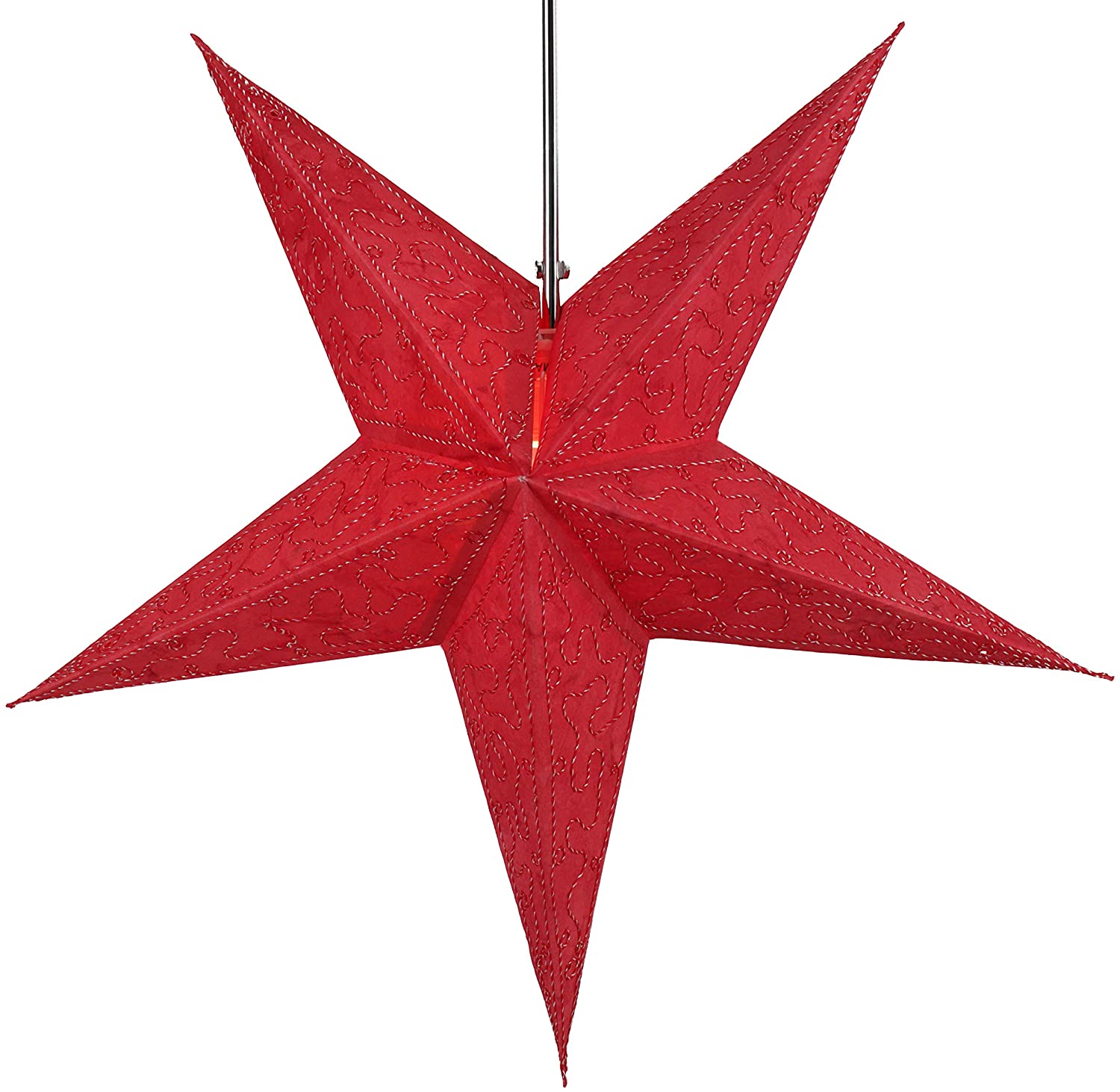 Guru-Shop Foldable Advent Light Paper Star, Christmas Star, Mercury Red, Window Decoration, 5 Points