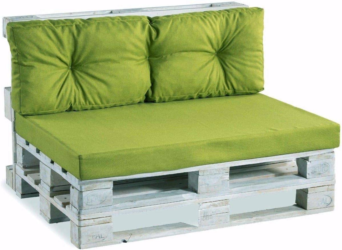 Pallet Cushions / Pallet Lounge Set, Quilted (Backrest + Seat Cushion) 120 x 40 / 120 x 80, lime