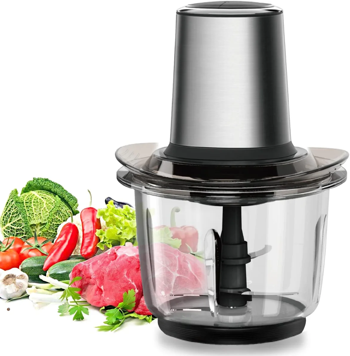 Chopper, Electric Chopper, 400 Watt Multi Chopper, Kitchen Electric Universal Chopper with 1.5 L Glass Container, 2 Speed Levels for Meat, Fruit, Vegetables and Baby Food