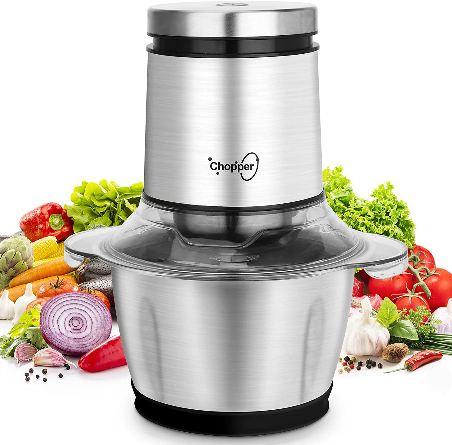 Vpcok Direct Electric Kitchen Chopper, Onion Cutter, 1.2 L Stainless Steel Container, Mu