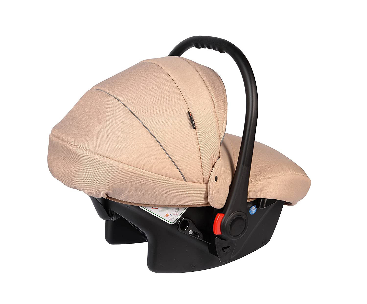 Clamaro JUNO Black Baby Car Seat Ultra Light 2.95 kg with Anti-Shock Foam Group 0+ (0-13 kg) ECE-R 44/04 - Baby Car Seat Including Sun Canopy and Foot Cover - Beige Linen