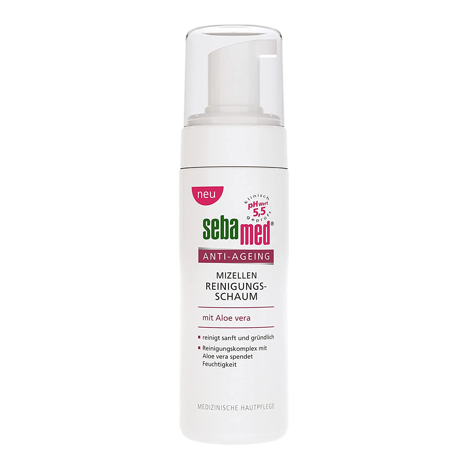 Sebamed Anti-ageing micellar cleansing foam for the face, also suitable for make-up removal, with hyaluronic and aloe vera, without microplastic, medical skin care, ‎white