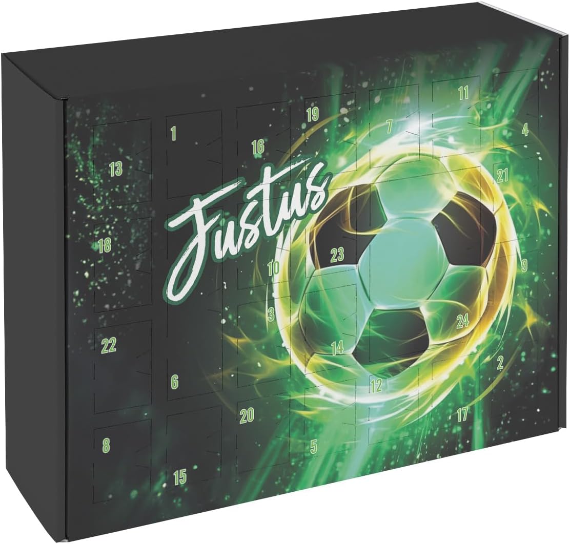 Striefchen® DIY Advent Calendar for Boys with Cool Football Motif and Name Printed