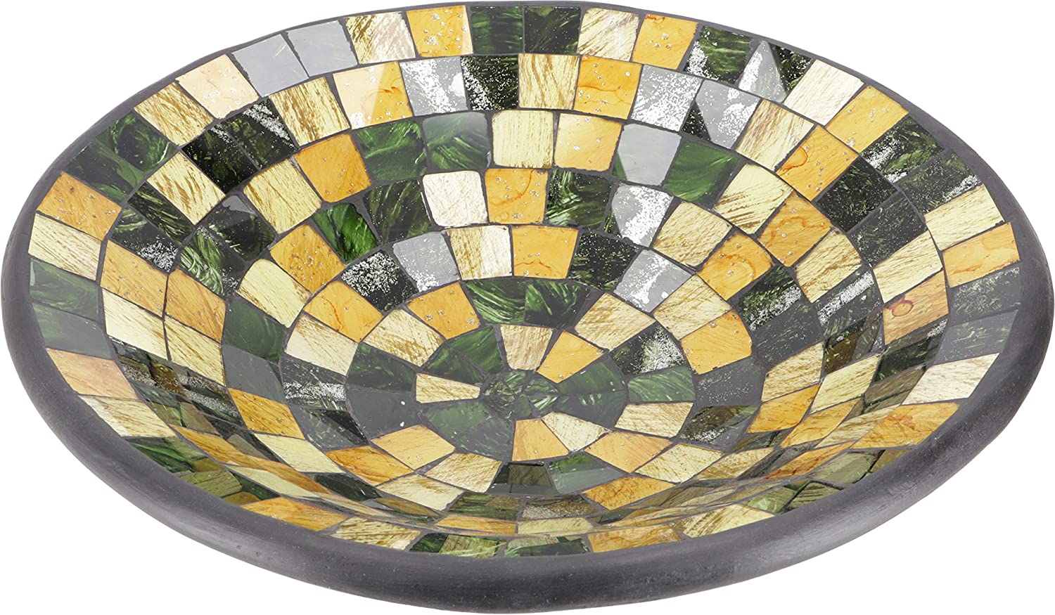 Guru-Shop GURU SHOP Round Mosaic Bowl, Coaster, Decorative Bowl, Handmade Ceramic & Glass Fruit Bowl, Design 23, Multicoloured, Size: Small (Diameter 29 cm), Bowls