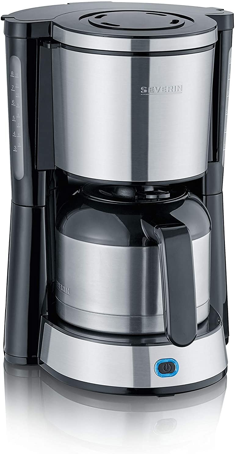 SEVERIN 4846-000 KA 4846 Coffee Machine Type 1000 Plastic 1 Litre Brushed Stainless Steel Black