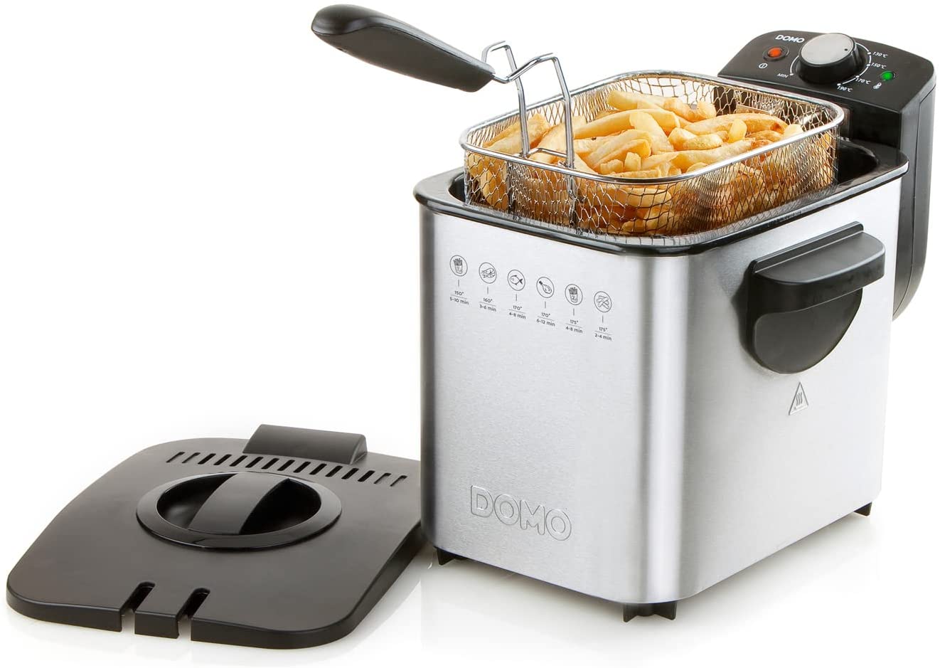 Domo Stainless Steel Fryer with Cold Zone, 4 Litre, Lid with Filter