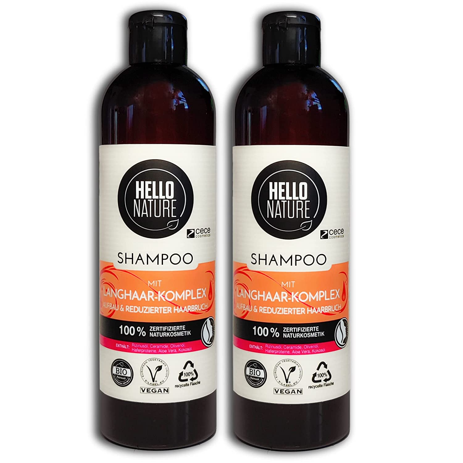 topdeal Hello Nature Shampoo Long Hair Complex Vegan 2 x 300 ml Set of 2