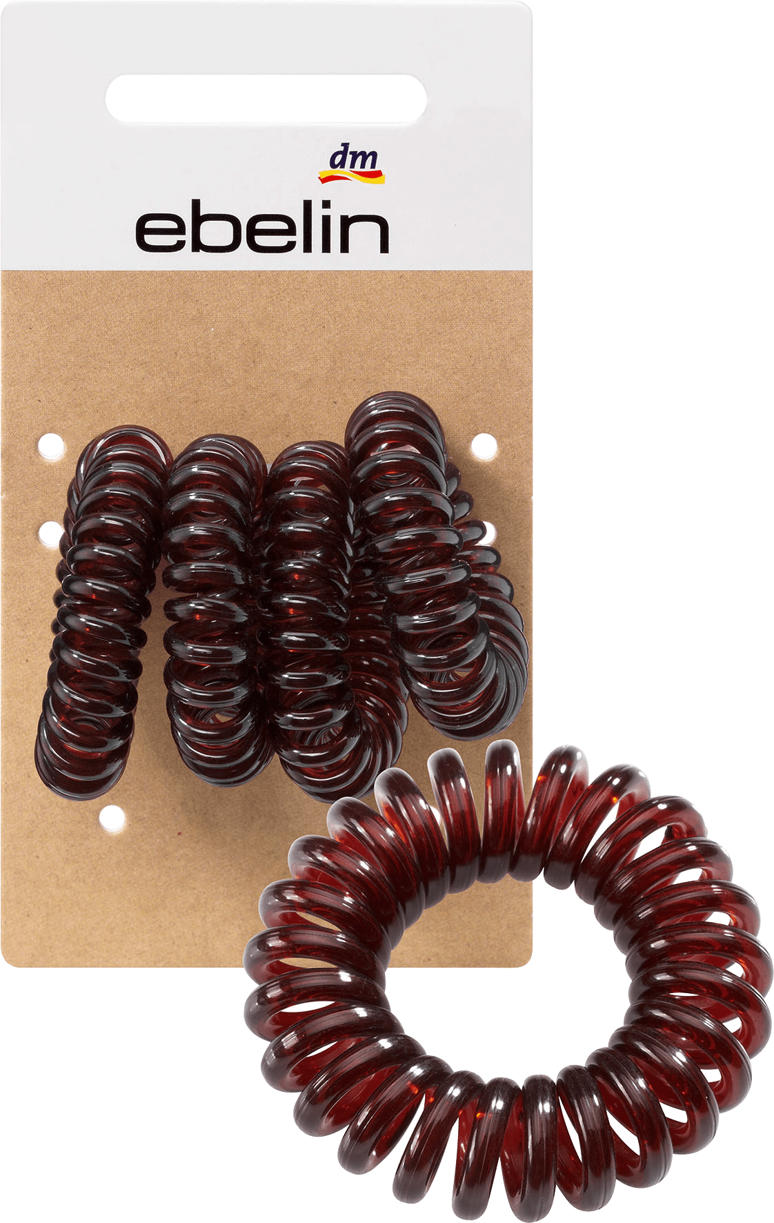 Hair Ties Spiral Small Brown, 4 Pcs