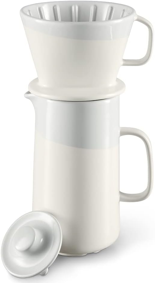 Tchibo 700ml coffee pot with filter for hand infusion filter size 2 ceramic white