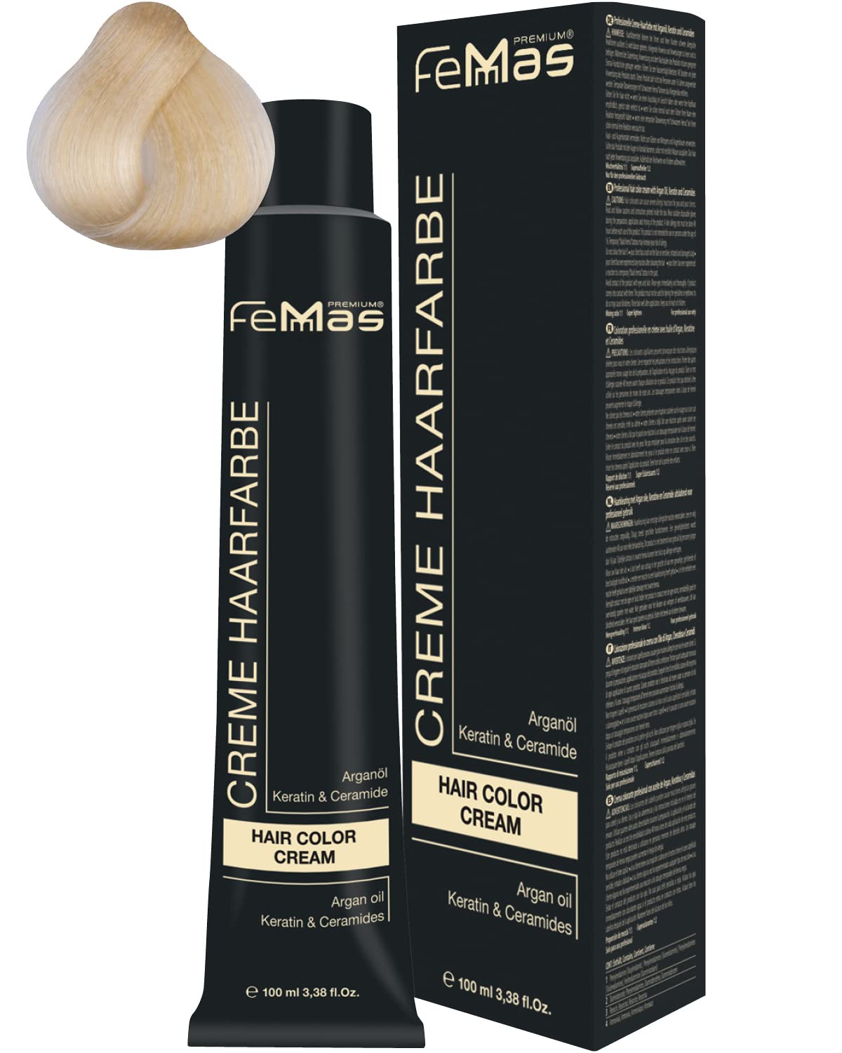 Femmas Hair Colour Cream 100 ml Hair Colour with Argan Oil, Keratin & Ceramide (Super Brightener Ultra Gold 903 S), ‎super