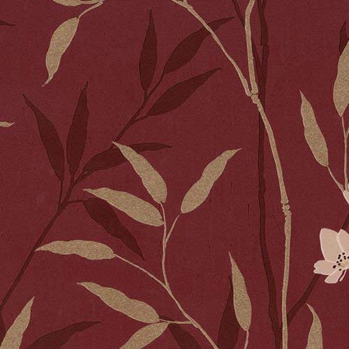Md29407 - Silk Impressions Floral Gold, Red Gallery Wallpaper