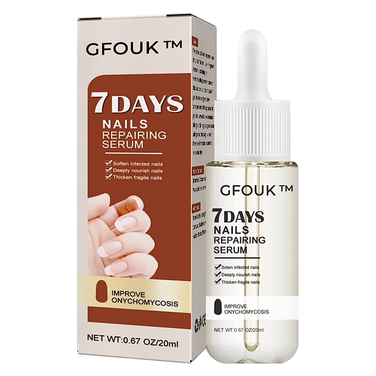GFOUK 7 Day Nail Growth and Strengthening Serum, GFOUK 7 Days Nail Growth and Strengtening Serum, Toenail Nail for Repairing Damaged and Discolored Nails - 20 ml (Pack of 1)